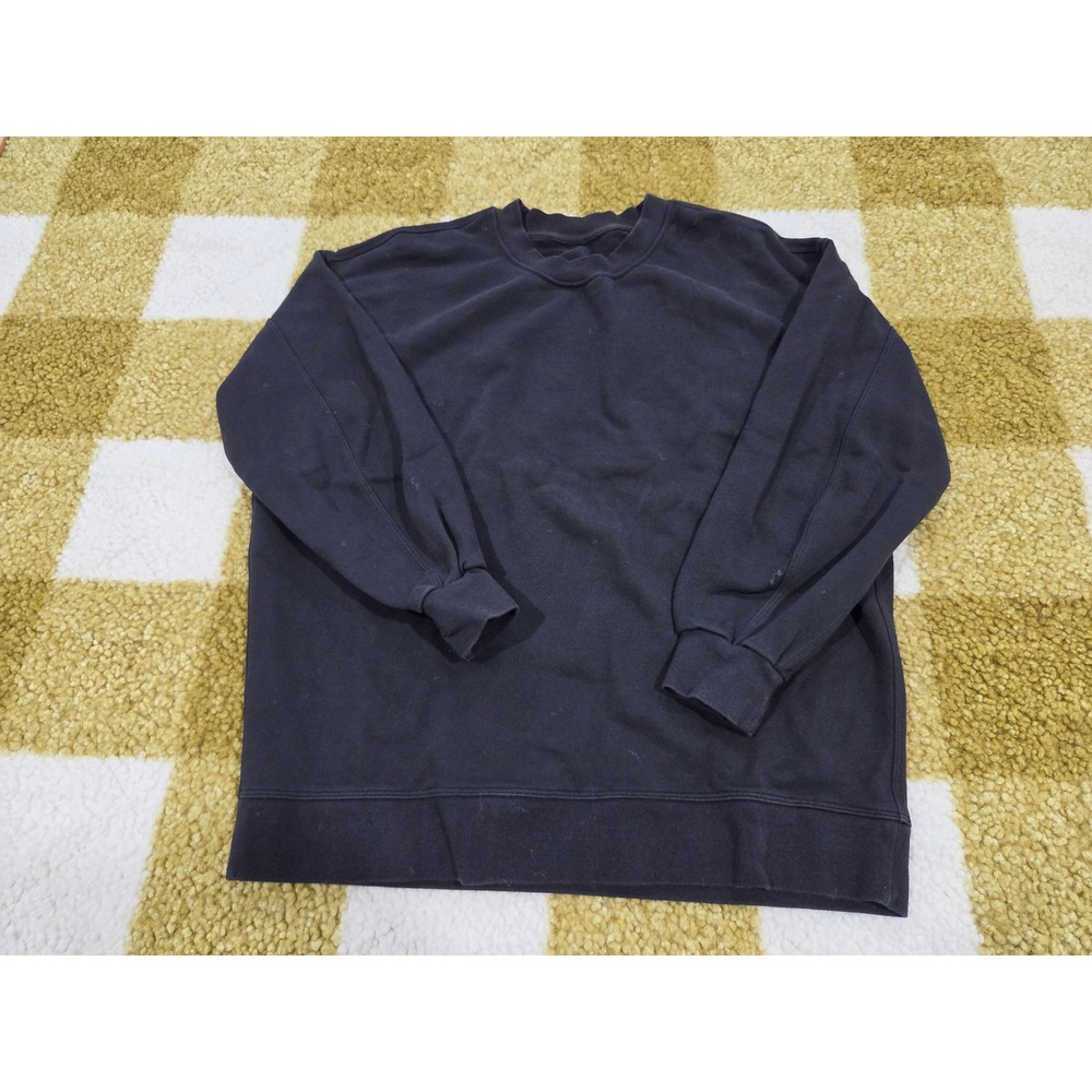 Lululemon Mens Oversized Crewneck Sweatshirt Black Pullover Logo Size L XL